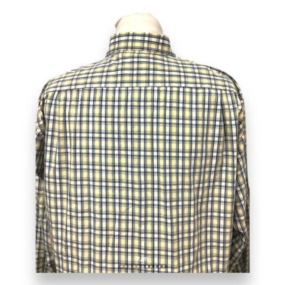 Izod Mens Large Yellow & Blue Plaid Long Sleeve Button-Up Shirt - Picture 7 of 10